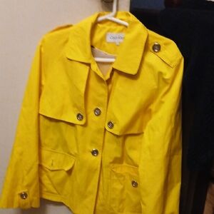 Calvin Klein Yellow Utility Jacket with Military-Inspired Epaulettes